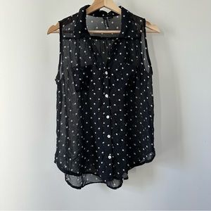 Black and white polka dot sheer blouse